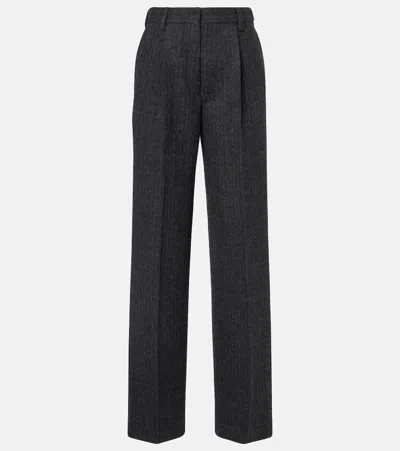 Dries Van Noten Pinstriped Wool Wide-leg Pants In Black