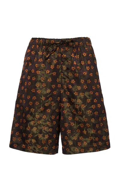 Dries Van Noten Pipera Floral Drawstring Shorts In Brown