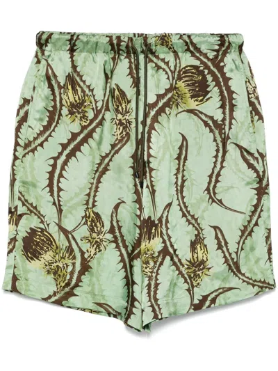 Dries Van Noten Piperi Thistle Print Shorts