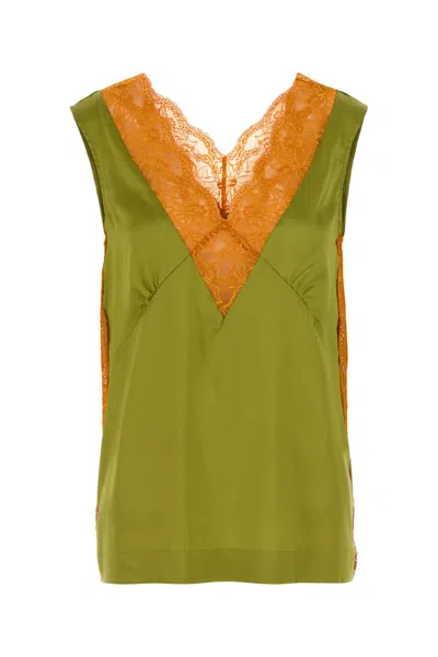 Dries Van Noten Pistachio Green Stretch Satin Ciesta Top