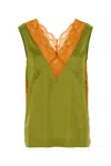 Dries Van Noten Pistachio Green Stretch Satin Ciesta Top In Olive