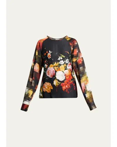 Dries Van Noten Pixel Fruit Print Long-sleeve Top In Multi
