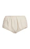 Dries Van Noten Pixie Gathered Cotton-blend Mini Shorts In Neutral