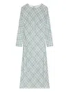 Dries Van Noten Plaid Midi Dress In Blue