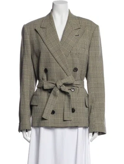 Pre-owned Dries Van Noten Plaid Print Blazer In Black