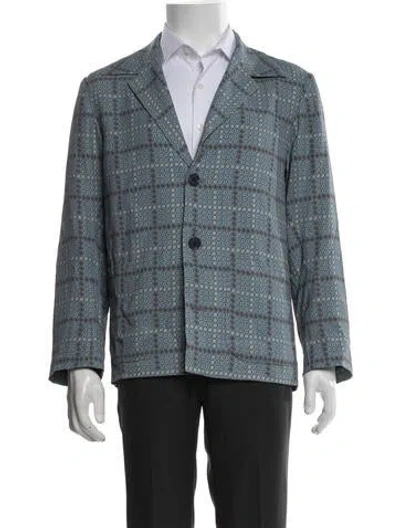 Pre-owned Dries Van Noten Plaid Print Blazer In Blue