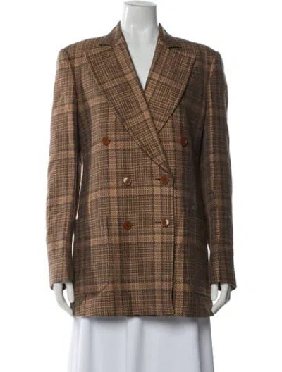 Pre-owned Dries Van Noten Plaid Print Blazer In Brown