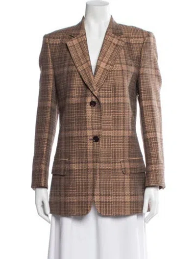 Pre-owned Dries Van Noten Plaid Print Blazer In Brown