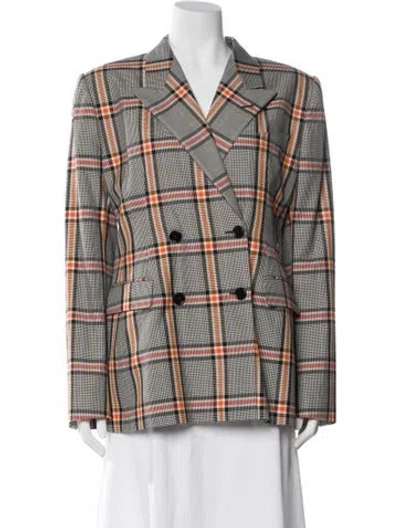 Pre-owned Dries Van Noten Plaid Print Blazer In Gray