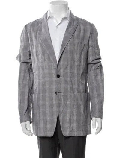 Pre-owned Dries Van Noten Plaid Print Blazer In Gray