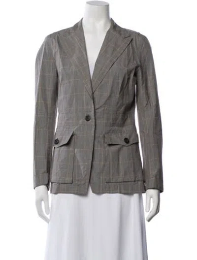 Pre-owned Dries Van Noten Plaid Print Blazer In Grey