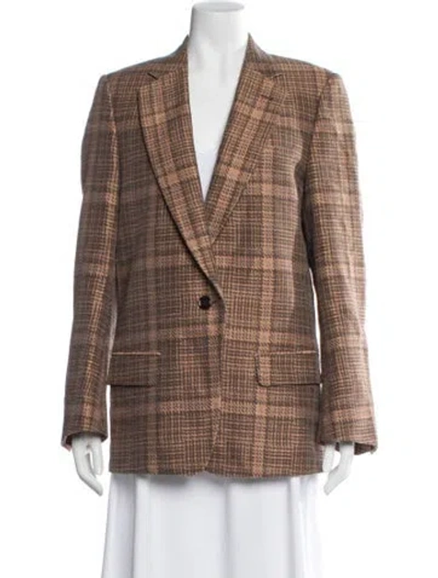 Pre-owned Dries Van Noten Plaid Print Blazer In Neutral