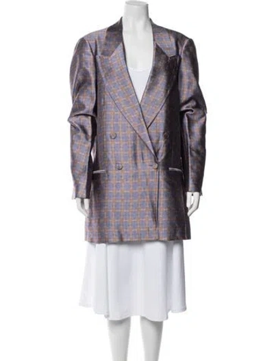 Pre-owned Dries Van Noten Plaid Print Blazer In Purple