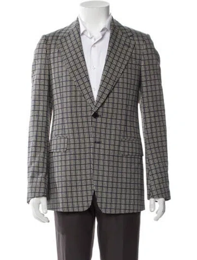 Pre-owned Dries Van Noten Plaid Print Blazer W/ Tags In Blue