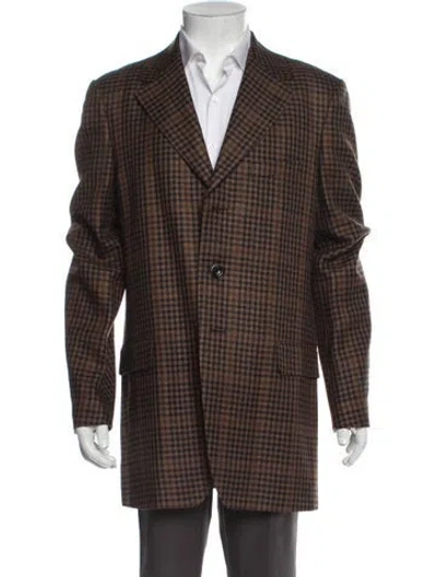 Pre-owned Dries Van Noten Plaid Print Blazer W/ Tags In Brown