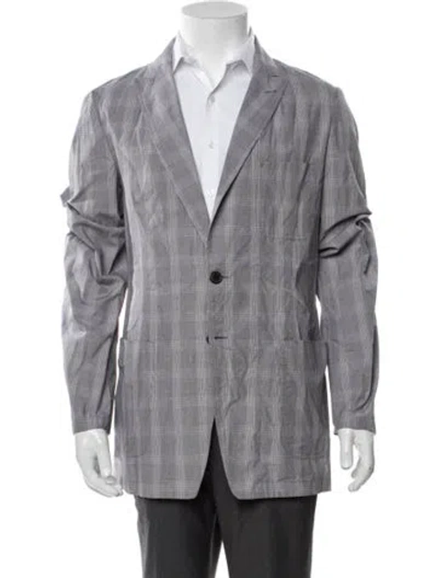 Pre-owned Dries Van Noten Plaid Print Blazer W/ Tags In Gray