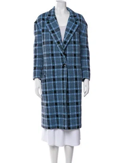 Pre-owned Dries Van Noten Plaid Print Coat In Blue