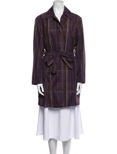 Pre-owned Dries Van Noten Plaid Print Coat In Brown