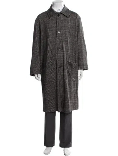 Pre-owned Dries Van Noten Plaid Print Coat In Grey
