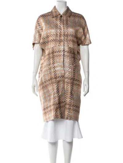 Pre-owned Dries Van Noten Plaid Print Coat In Neutral