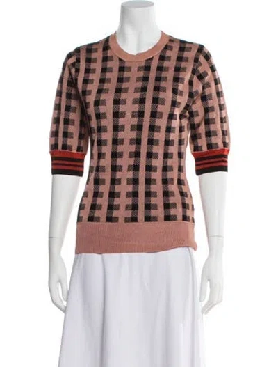 Pre-owned Dries Van Noten Plaid Print Crew Neck Sweater In Neutral