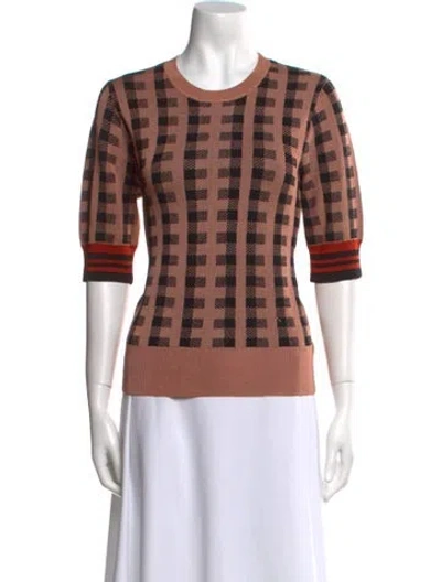 Pre-owned Dries Van Noten Plaid Print Crew Neck Sweater In Neutral