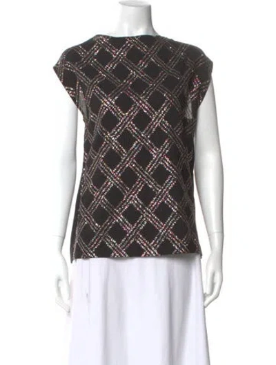 Pre-owned Dries Van Noten Plaid Print Crew Neck Top In Multi