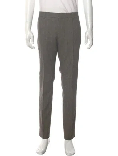 Pre-owned Dries Van Noten Plaid Print Dress Pants In Gray