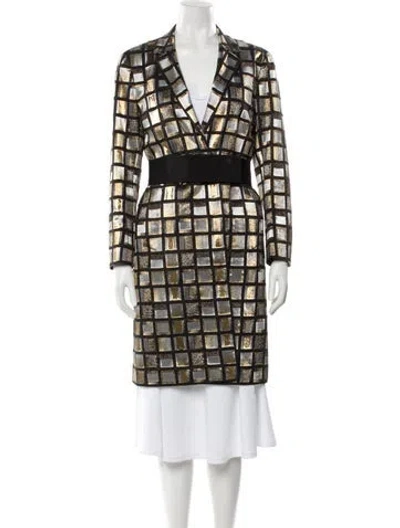 Pre-owned Dries Van Noten Plaid Print Evening Jacket In Gold