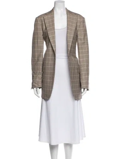 Pre-owned Dries Van Noten Plaid Print Evening Jacket In Neutral