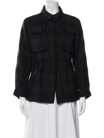Pre-owned Dries Van Noten Plaid Print Jacket In Blue