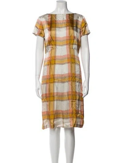 Pre-owned Dries Van Noten Plaid Print Knee-length Dress In Multi