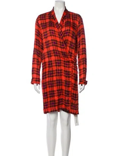 Pre-owned Dries Van Noten Plaid Print Knee-length Dress In Red