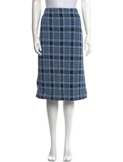 Pre-owned Dries Van Noten Plaid Print Knee-length Skirt W/ Tags In Blue