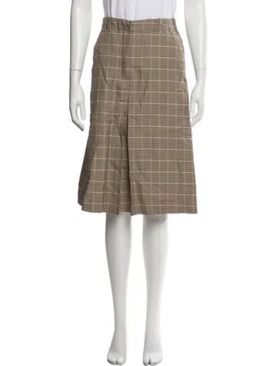 Pre-owned Dries Van Noten Plaid Print Knee-length Skirt W/ Tags In Neutral