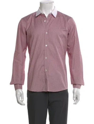 Pre-owned Dries Van Noten Plaid Print Long Sleeve Dress Shirt In Red