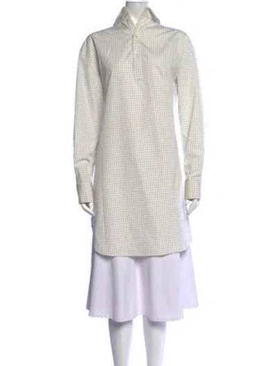 Pre-owned Dries Van Noten Plaid Print Long Sleeve Tunic In Neutrals