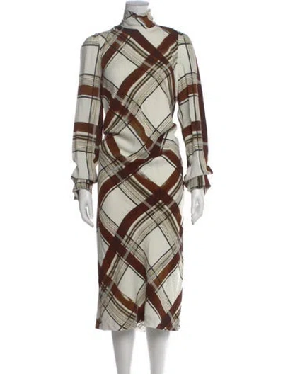 Pre-owned Dries Van Noten Plaid Print Midi Length Dress In Multi