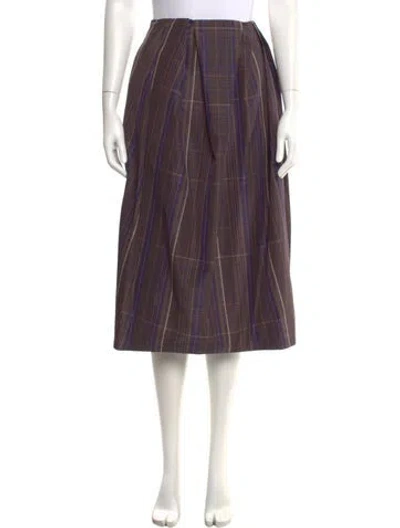 Pre-owned Dries Van Noten Plaid Print Midi Length Skirt In Brown