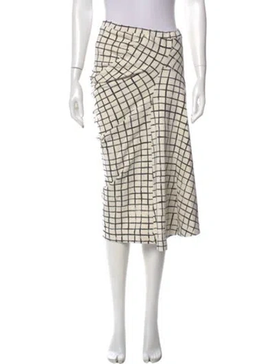 Pre-owned Dries Van Noten Plaid Print Midi Length Skirt W/ Tags In Neutral
