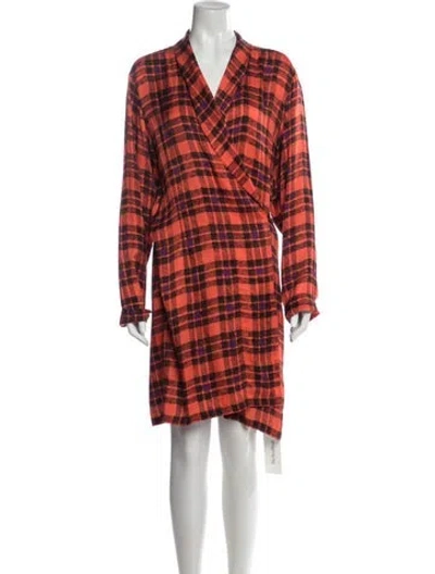 Pre-owned Dries Van Noten Plaid Print Mini Dress In Black/red