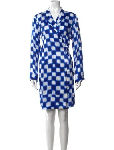 Pre-owned Dries Van Noten Plaid Print Mini Dress In Blue/white