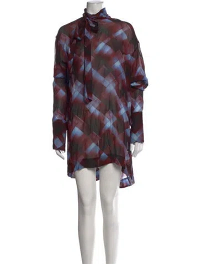 Pre-owned Dries Van Noten Plaid Print Mini Dress In Multicolor