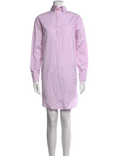 Pre-owned Dries Van Noten Plaid Print Mini Dress In Pink