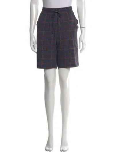 Pre-owned Dries Van Noten Plaid Print Mini Shorts In Blue
