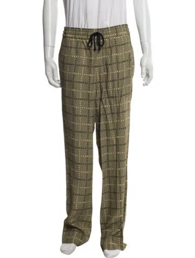 Pre-owned Dries Van Noten Plaid Print Pants In Green