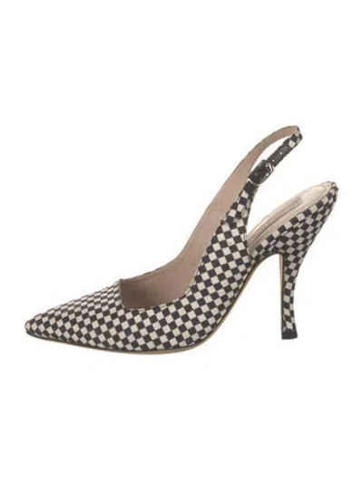 Pre-owned Dries Van Noten Plaid Print Slingback Pumps In Neutrals