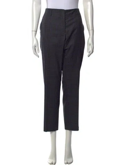 Pre-owned Dries Van Noten Plaid Print Straight Leg Pants In Grey/purple