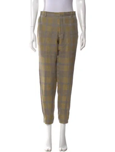 Pre-owned Dries Van Noten Plaid Print Straight Leg Pants In Multi