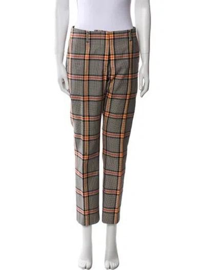Pre-owned Dries Van Noten Plaid Print Straight Leg Pants In Multi